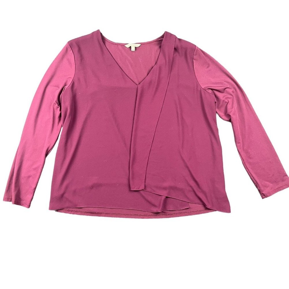 41 Hawthorn Blouse Top V-Neck 3/4 Sleeves Dark Purple Women's Size XXL‎ 2XL